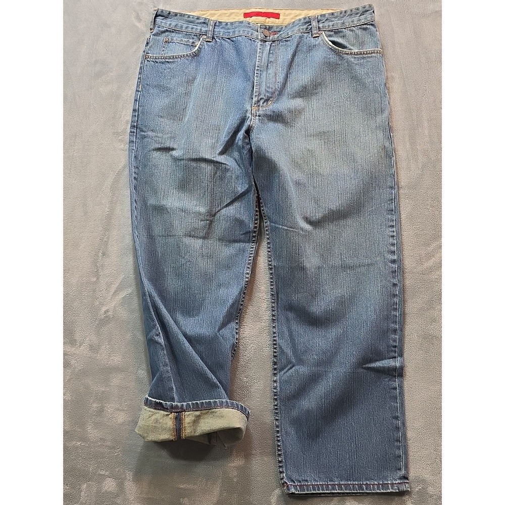 Nautica Jeans Mens 40X30 Blue Baggy Y2K Wide Leg Straight Preppy Hip Pop VTG
